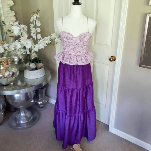 NWT Zara soft pink purple metallic peplum ruched top, XS - Picture 6 of 8